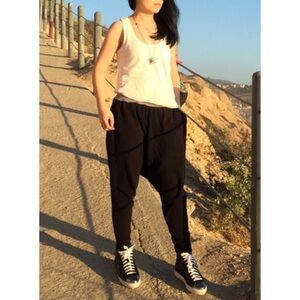 Choocolate black harem slouchy pants xs